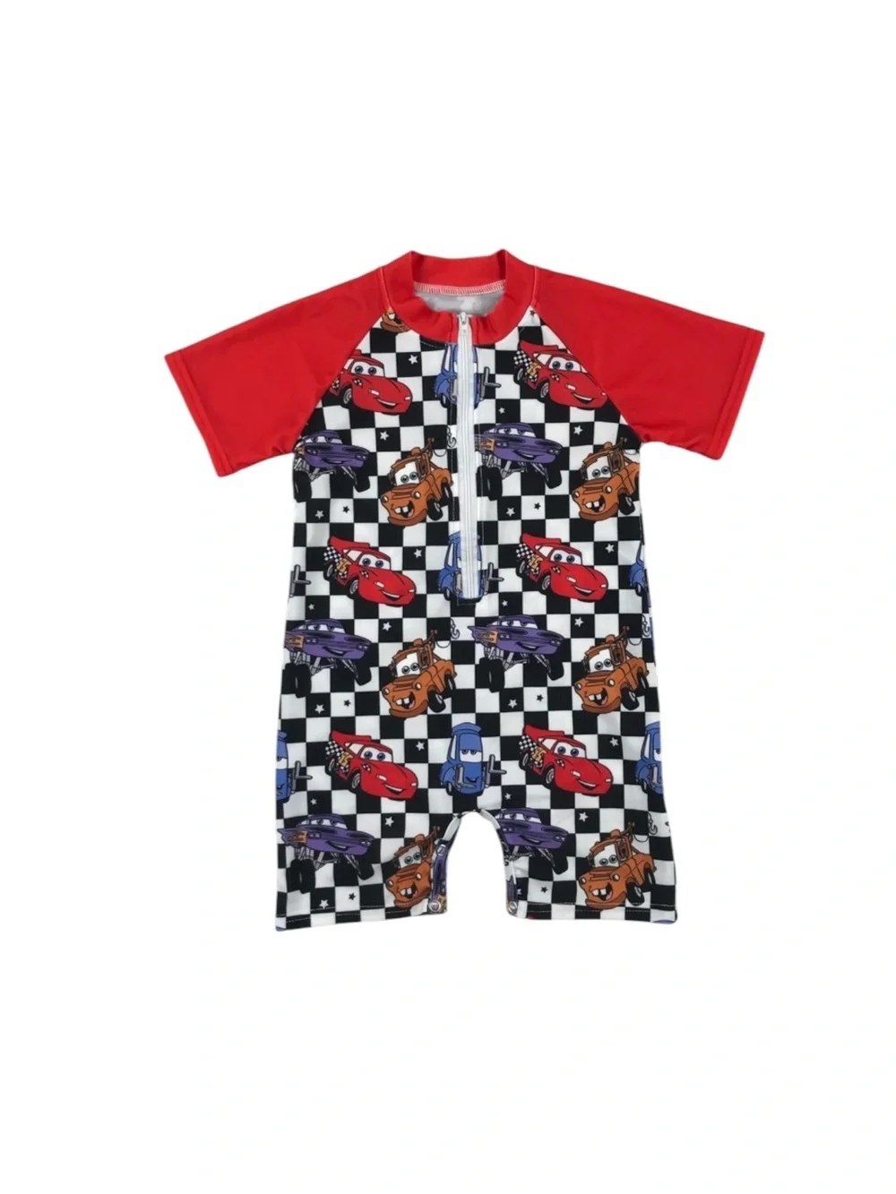 Boutique Cars Lightning McQueen Mater One-Piece Shortie Shortall Swimsuit Disney